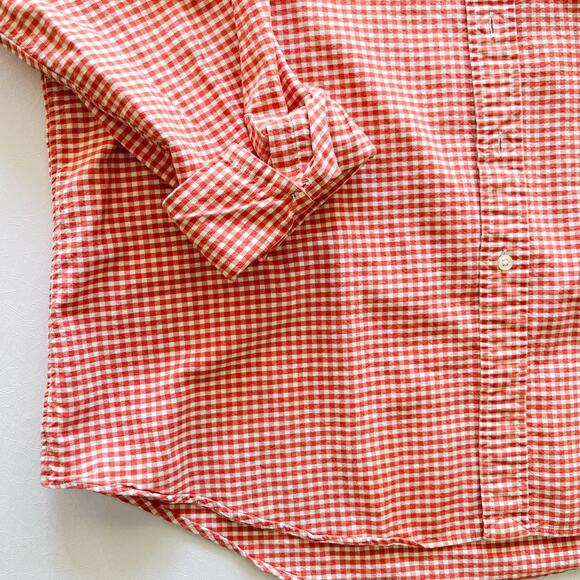 VTG Ralph Lauren Y2K Check Long Sleeved Button Down 100 Cotton Men's XL Orange - Picture 4 of 10